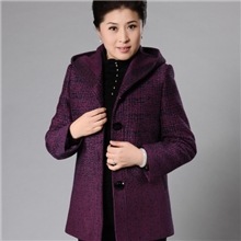 千百怡恋正品2013中老年女装秋装加厚连帽毛呢外套高贵妈妈装秋