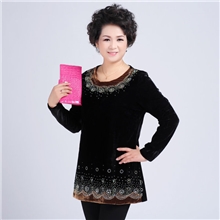 中老年真丝绒长袖T恤2013秋装新款中年女装大码真丝绒上衣妈妈装