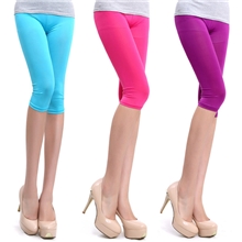 G1060厂家批发2013新款糖果色七分打底裤批发有大码女冰丝七分裤