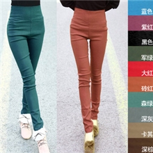 1062大小码糖果色淑女OL显瘦高腰铅笔裤弹力打底裤小脚裤