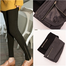 秋冬新款韩国百搭显瘦纯棉加厚加绒保暖拉链九分裤打底裤批发