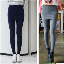 秋冬新款韩国原单加厚假两件包臀打底裙裤九分裤批发女装