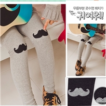 韩国最新爆款膝盖小胡子图案女打底裤批发秋冬加厚九分裤