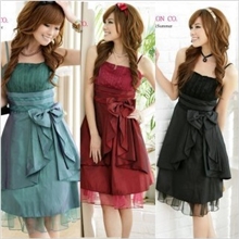 13年夏装新款胖MM韩版大蝴蝶结显瘦收腰吊带礼服加大码连衣裙1110