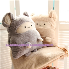 批发卡卡鼠三用空调毯暖手靠垫抱枕被子毛绒玩具礼品招代理