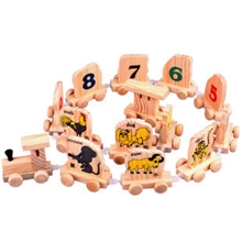 1-3岁儿童玩具益智玩具木制积木早教十二生肖小火车