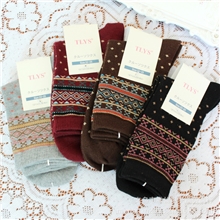 外贸出口tlys日本民族风复古短袜纯棉女袜子无骨女士棉袜批发