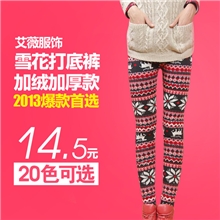 2013冬季保暖加厚打底裤时尚羊绒雪花加绒打底裤圣诞小鹿保暖裤