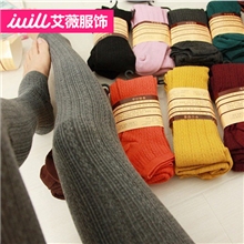 秋冬爆款无印良品原单外贸糖果色麻花棉踩脚连裤袜子批发