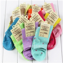 厂家直销糖果袜秋冬袜子批发小圆点中筒女袜波点点全棉袜BK015