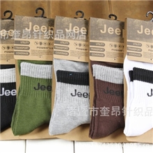 特价供应畅销外销余单jeep全棉中筒袜吉普纯棉男士运动袜休闲袜