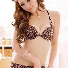 日韩少女性感内衣前扣豹纹美背单件文胸y06