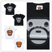 品牌纯棉外贸短袖童套装厂家批发儿童T恤夏装bape亲子装