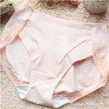 补货到！日本原单大牌纯棉条纹中腰三角裤外贸原单大连原单内裤女