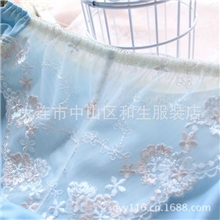 出口日本原单淡蓝牛奶丝刺绣花舒适面料三角裤外贸原单大连原单女
