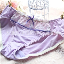 出口日本原单小清新紫色花边拼色牛奶丝原单大连原单内裤无痕内裤