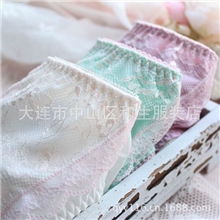 日本原单出口糖果色牛奶丝配花边牛奶丝面料三角裤外贸原单大连