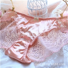 补货到！日本原单华丽桔色全蕾丝拼色舒适面料三角裤外贸大连内裤