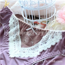 出口日本原单紫色牛奶丝棉花边舒适面料三角裤外贸原单大连原单女