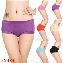 【伙拼】厂家直销网上低价批发3532莫代尔花边大板无痕三角内裤