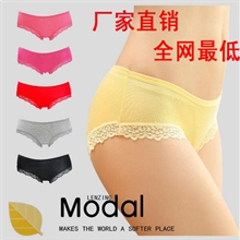 【火拼】莫代尔蕾丝性感半透明内裤女式中腰三角少女内裤批发
