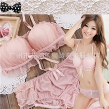 日韩系少女抹胸内衣爆款防走光三排扣文胸内衣套装批发