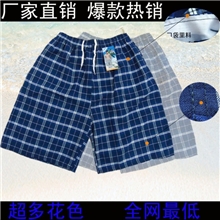 男士纯棉格子沙滩裤五分休闲裤夏天必备系带可调大小厂家直销批发