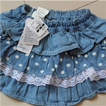 外贸日单西松屋半裙层层波浪点点牛仔半裙儿童裙子