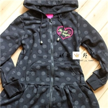 外贸日本儿童波点秋季新款外套女童中大童甜美蛋糕裙连帽外套