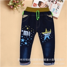 冬季新款韩版潮流砂洗儿童牛仔裤中小男童加厚棉裤批发常熟直供