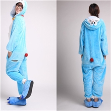 2013秋冬新款可爱情侣珊瑚绒家居服卡通机器猫连体睡衣批发