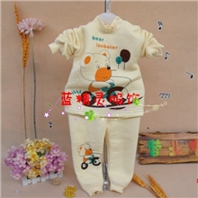 童套装儿童保暖内衣纯棉宝宝两件套婴幼儿空气棉内衣套装肩扣