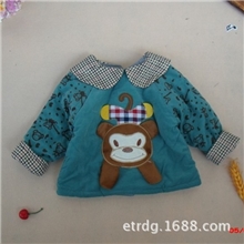 宝宝加厚反穿衣婴幼儿保暖倒穿衣罩衣可爱卡通猴子吃饭衣画画衣