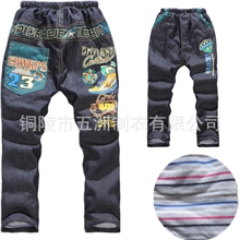 新款儿童棉裤7-12岁男童薄牛仔棉裤秋冬低价童装棉裤批发