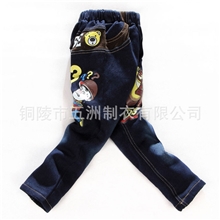 韩版儿童牛仔单裤供应！熊出没男童牛仔长裤批发，厂家低价热销