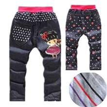 秋冬季女童牛仔棉裤儿童薄牛仔加厚长裤小公主女童童装长裤批发