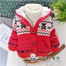 2013爆款热卖印花牵手熊加厚男童外套童棉衣小童外套