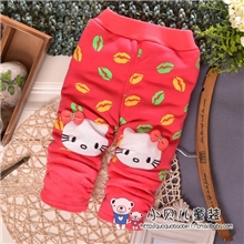 升级加厚秋冬季童裤批发女童嘴唇猫咪打底裤加绒加羊羔绒裤