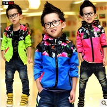 【发仔】童装秋款外套男童外套混纺大花拼接童外套厂家直销