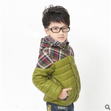 爆款童装韩版儿童棉衣中大童版男童拼格棉袄棉外套冬款加厚