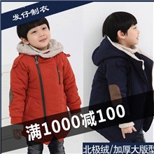 【发仔制衣】一手包邮北极绒斜拉链棉风衣纯色加厚棉衣批发