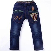 【小酷熊】加绒加厚童裤童装牛仔裤镂空后口袋+140克摇粒绒棉裤