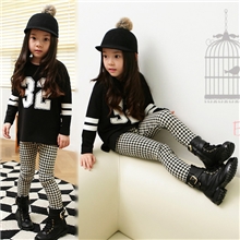 秋冬新款儿童打底裤秋冬加厚加绒打底裤韩版千鸟格加绒童裤长裤
