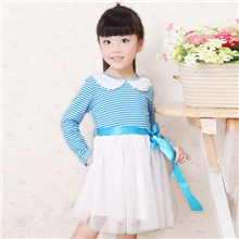 米奇丁当2013秋季女儿童装长袖条纹公主蓬蓬裙连衣裙批发13356