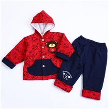 童装童套装小熊保暖夹棉儿童男女童套装高品质两件套冬款加厚