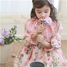 女童品质外套可爱连帽系带秋冬新款花朵纯棉长袖韩版外贸童装