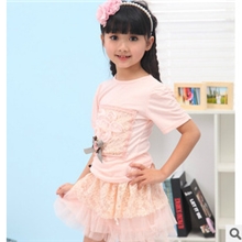 套装短袖花朵蕾丝套装韩版原单套装14夏款童装童裙佛山产业带