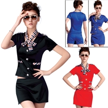 新款防走光裤裙足浴桑拿技师工作服空姐制服裙裤套装8050【现货】