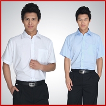 定做男士白色衬衫服务员工作短袖衬衣酒店经理主管工作衬衫
