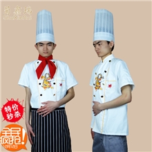 餐厅酒店厨师服工作服装夏装短袖男绣龙饭店厨房厨衣服工装制服